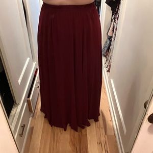 Maroon Chiffon Maxi Skirt 2X